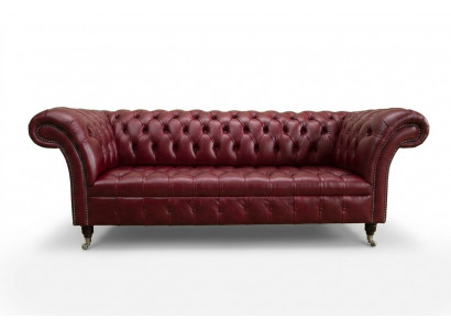 Red Chesterfield Three-Seater Designer 3-Seater Sofa Luxury Couch
