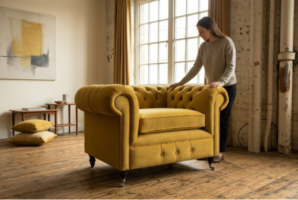 Luxury Lounge TV Club Upholstered Seat Armchair Design Couch Sofa Chesterfield