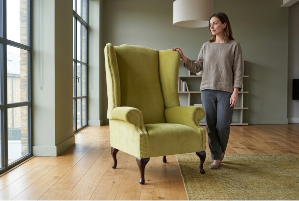 Wingback Chair Chesterfield Sofa Couch Upholstery 1-seater Armchair Sofas Textile Yellow