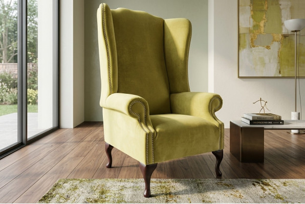 Wingback Chair Chesterfield Sofa Couch Upholstery 1-seater Armchair Sofas Textile Yellow