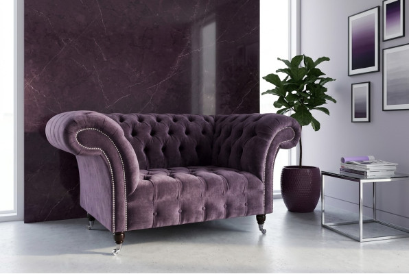 Chesterfield armchair couch upholstered sofa couches 1.5 seater single-seater purple fabric