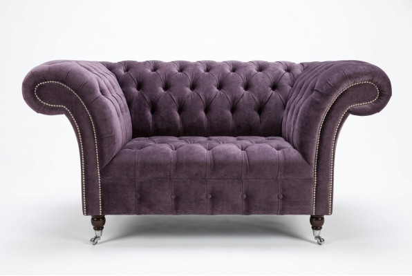 Chesterfield armchair couch upholstered sofa couches 1.5 seater single-seater purple fabric