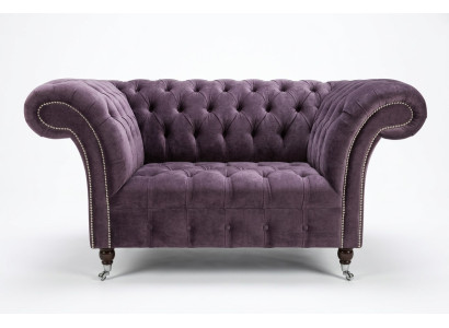 Chesterfield armchair couch upholstered sofa couches 1.5 seater single-seater purple fabric