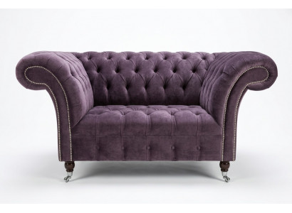 Chesterfield armchair couch upholstered sofa couches 1.5 seater single-seater purple fabric