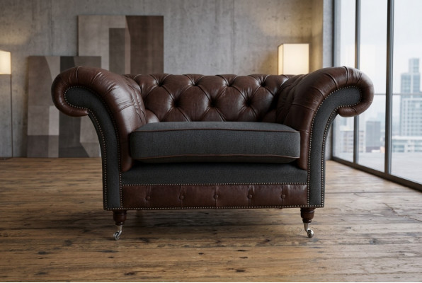 Chesterfield Sofa Couch Upholstery Set 1.5 Seaters Sofas Classic Single Seater