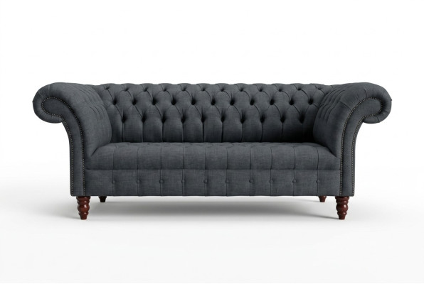 Gray textile sofa gray Chesterfield three-seater luxury living room couch