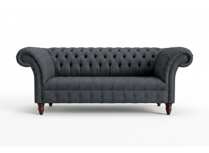 Gray textile sofa gray Chesterfield three-seater luxury living room couch