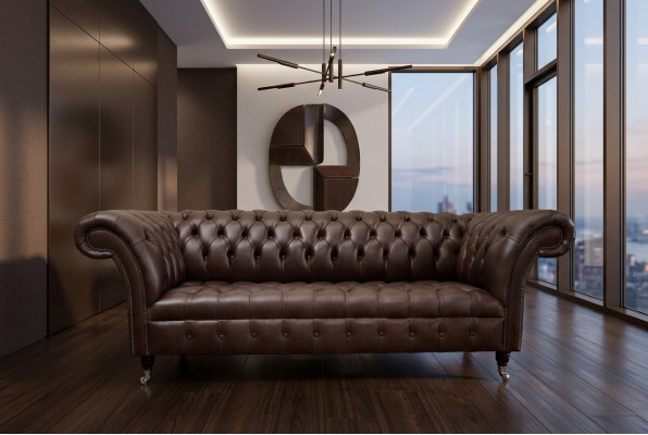 Brown Chesterfield Sofa Luxury Couch Designer Upholstered Sofa