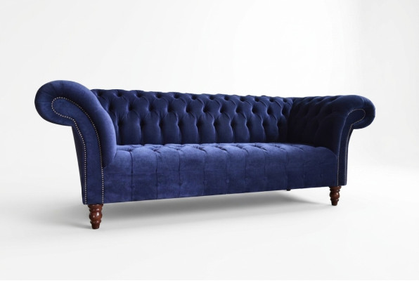 Blue Chesterfield Sofa Couch Design Upholstered Sofas Couches Fabric Textile Leather