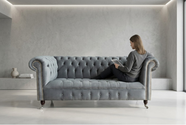 Chesterfield 3-seater designer sofa upholstery sofas couches fabric textile three-seater