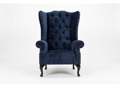 Blue wingback armchair Chesterfield sofa couch upholstery 1-seater armchair sofas textile