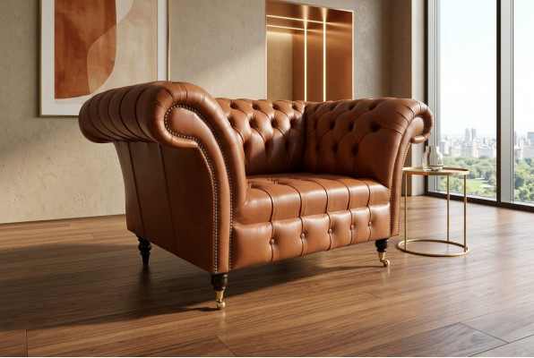 Chesterfield Armchair TV Couch Single Seater Sofa Fabric Upholstery New Textile Couches