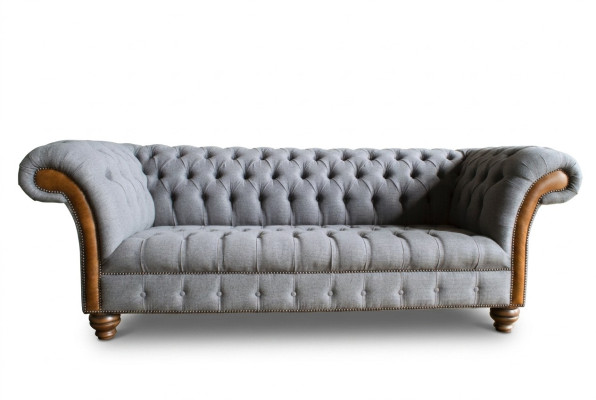 Noble gray Chesterfield three-seater luxury living room sofa