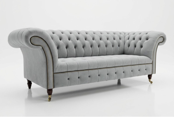 White designer Chesterfield three-seater modern 3-seater couch