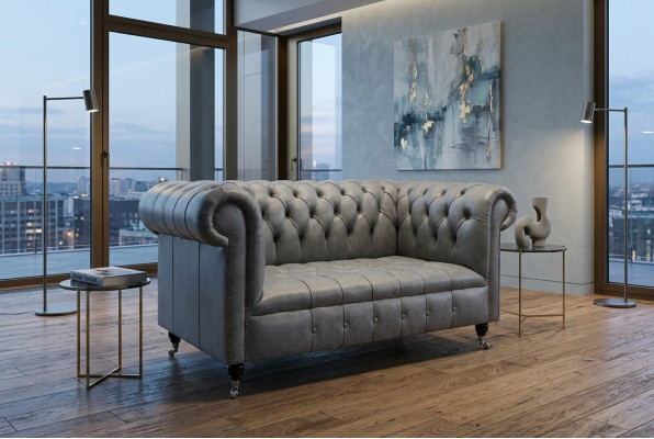 Sofa Chesterfield 2-Seater Couch Upholstered Seat Textile Fabric Leather Couches Sofas