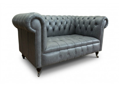 Sofa Chesterfield 2-Seater Couch Upholstered Seat Textile Fabric Leather Couches Sofas