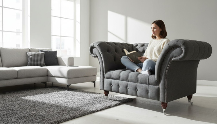 Chesterfield Design Fabric Couch Armchair 1.5 Seater Upholstery Sofas Lounge New Club