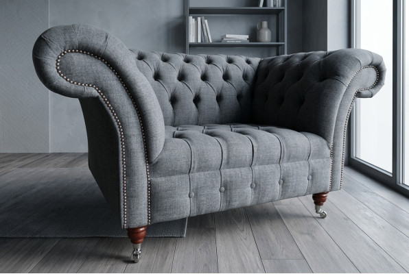 Chesterfield Design Fabric Couch Armchair 1.5 Seater Upholstery Sofas Lounge New Club