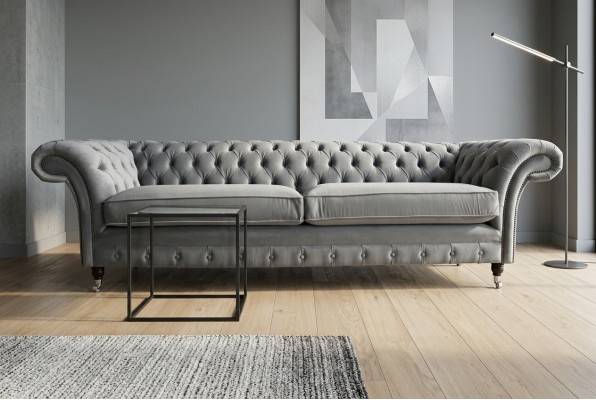 Chesterfield 4-seater upholstered couch modern style leather fabric sofa textile.