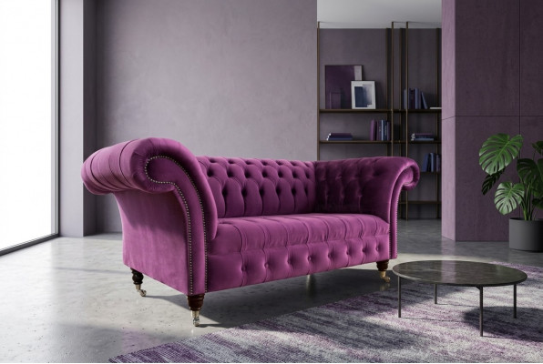 Chesterfield Design Luxury Upholstered Sofa Couch Seat Set Leather Textile Purple New