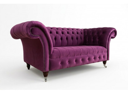 Chesterfield Design Luxury Upholstered Sofa Couch Seat Set Leather Textile Purple New