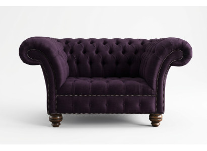 Chesterfield Design Armchair Fabric Couch 1.5-Seater Upholstered Sofa Lounge Velvet Purple
