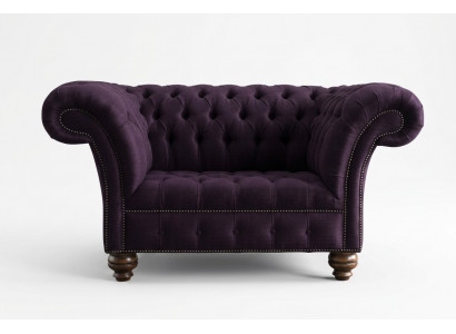 Chesterfield Design Armchair Fabric Couch 1.5-Seater Upholstered Sofa Lounge Velvet Purple