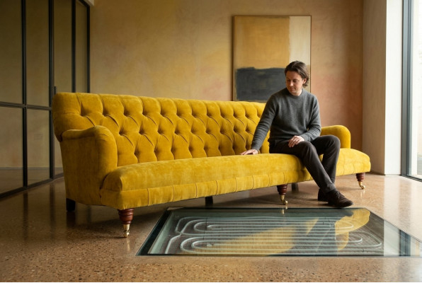 Classic Chesterfield Sofa 4-Seater Sofas Couches Leather Yellow Design Upholstery