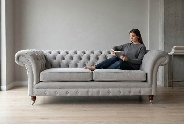 Chesterfield Couch Sofa Upholstered 3-Seater Couches Seat Suite Sofas White New