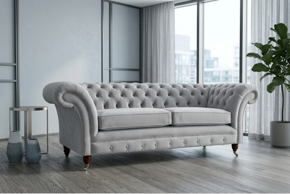 Chesterfield Couch Sofa Upholstered 3-Seater Couches Seat Suite Sofas White New