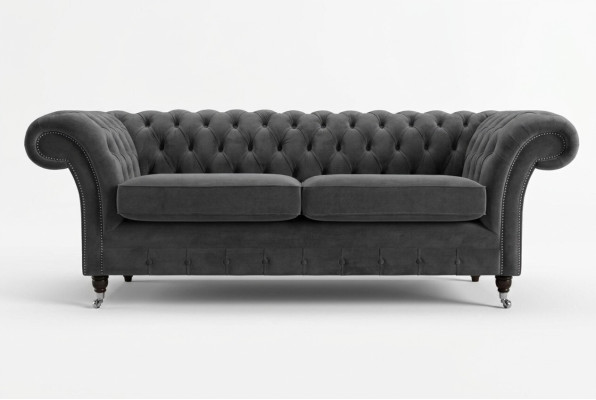 Chesterfield Couch 3-Seater Upholstered Seat Textile Fabric Leather Couches Sofas Sofa