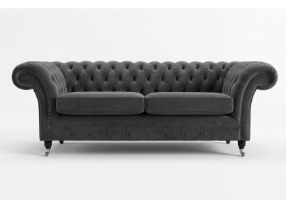 Chesterfield Couch 3-Seater Upholstered Seat Textile Fabric Leather Couches Sofas Sofa