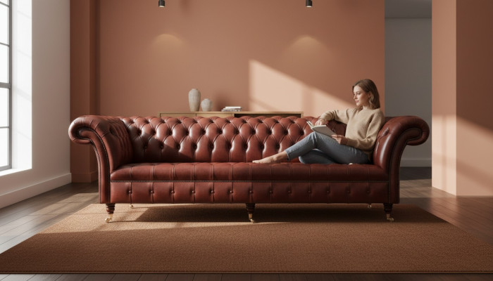 XXL Big Sofa Chesterfield Sofa 4-Seater Couch Upholstery Luxury Classic Textile
