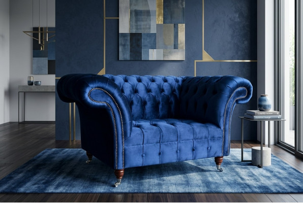 Armchair Couch Upholstery Sofa Textile Chesterfield Loveseats 1.5-Seater Single-Seater Blue