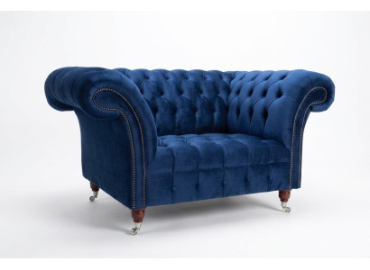Armchair Couch Upholstery Sofa Textile Chesterfield Loveseats 1.5-Seater Single-Seater Blue