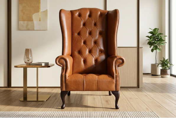 Chesterfield armchair wingback sofa fabric couches upholstery brown lounge