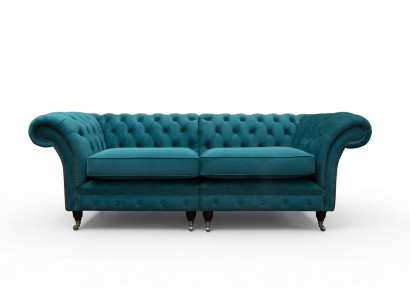 Chesterfield sofas 3-seater couch upholstery seat textile fabric leather couches turquoise