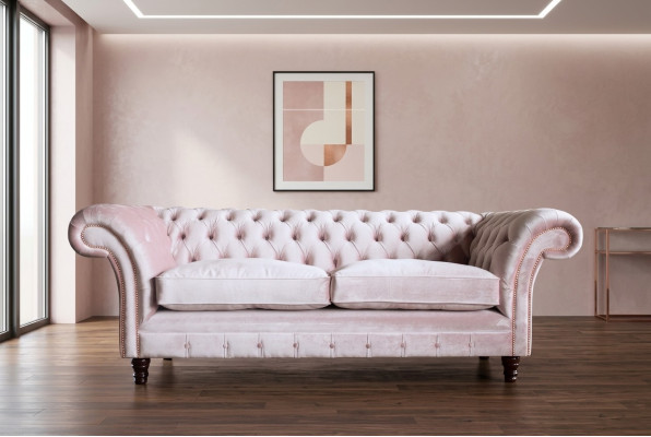 Chesterfield 3-Seater Design Sofa Couch Upholstered Sofas Couches Textile Three-seater