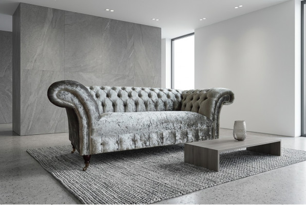 Chesterfield 2-seater couch, upholstered sofa, designer couches, seat, velvet, textile, new