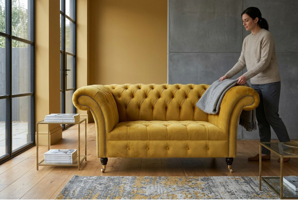 Chesterfield armchair seat textile fabric faux leather leather couch upholstery single seater