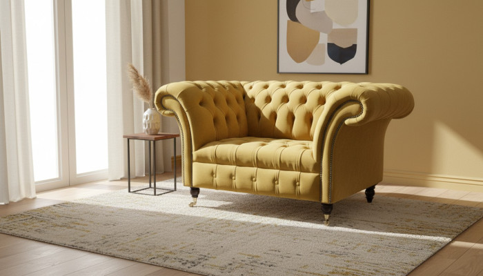 Chesterfield armchair seat textile fabric faux leather leather couch upholstery single seater