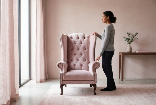 Chesterfield wing chair single seater sofa couch relax upholstered velvet leather fabric new