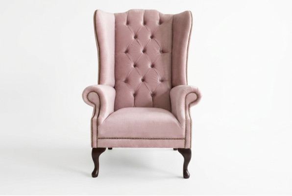 Chesterfield wing chair single seater sofa couch relax upholstered velvet leather fabric new