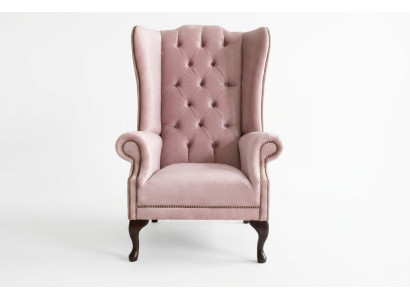 Chesterfield wing chair single seater sofa couch relax upholstered velvet leather fabric new
