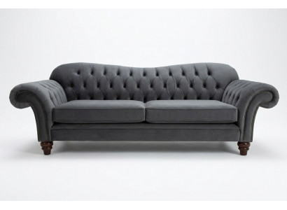 Big Sofa 4-Seater Couch Chesterfield Upholstery Seat Set Fabric Textile New Grey