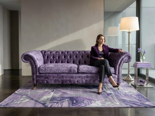Lila Chesterfield Three-Seater Chesterfield Luxury 3-Seat Sofa