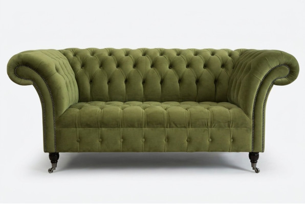 Chesterfield Couch 2-Seater Upholstered Seat Fabric Textile Leather Couches Sofas Sofa