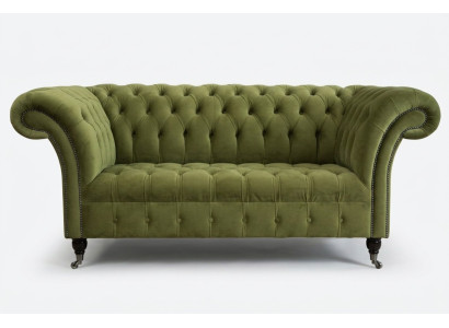 Chesterfield Couch 2-Seater Upholstered Seat Fabric Textile Leather Couches Sofas Sofa