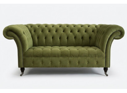 Chesterfield Couch 2-Seater Upholstered Seat Fabric Textile Leather Couches Sofas Sofa