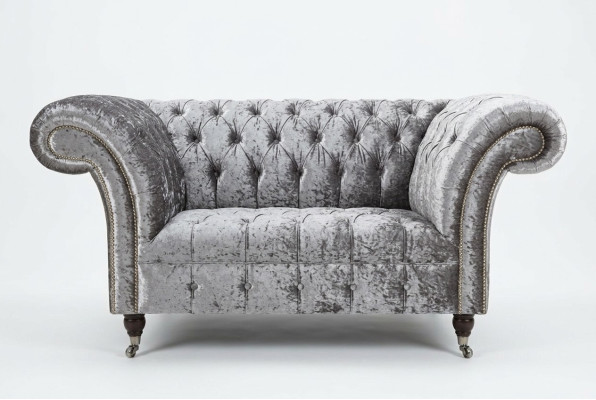 Armchair Upholstery Furniture Chesterfield Couch Textile Leather Fabric Sofa Single-seater Silver